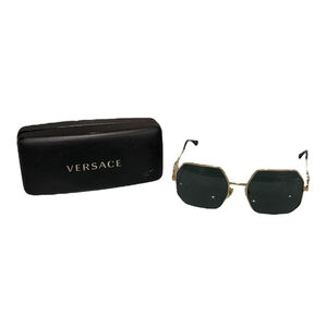 Versace Sunglasses Mens Gold Black Octagon Medusa Greca Made in Italy w/ Case